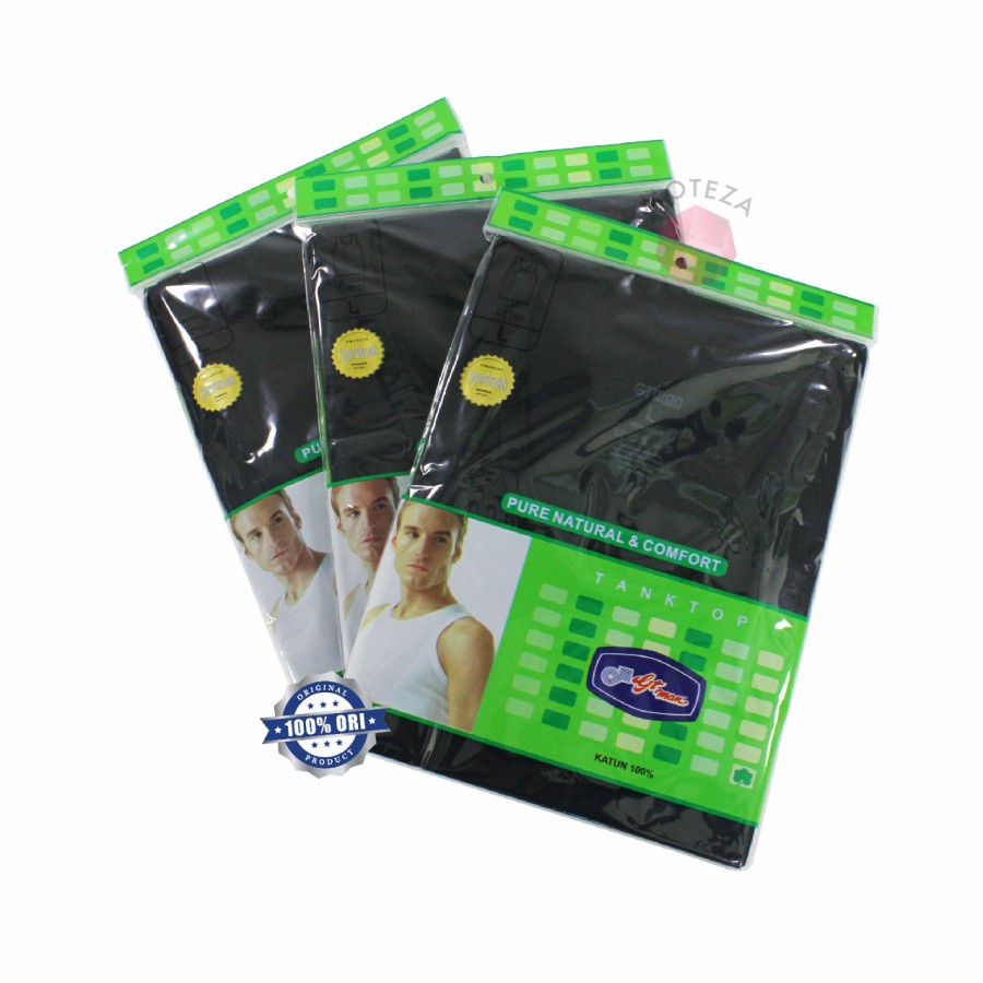 GT Man GTS01 GTMan GTS 01 - Kaos Dalam Oblong Pria T-Shirt - Round Neck O Neck - Putih / Hitam