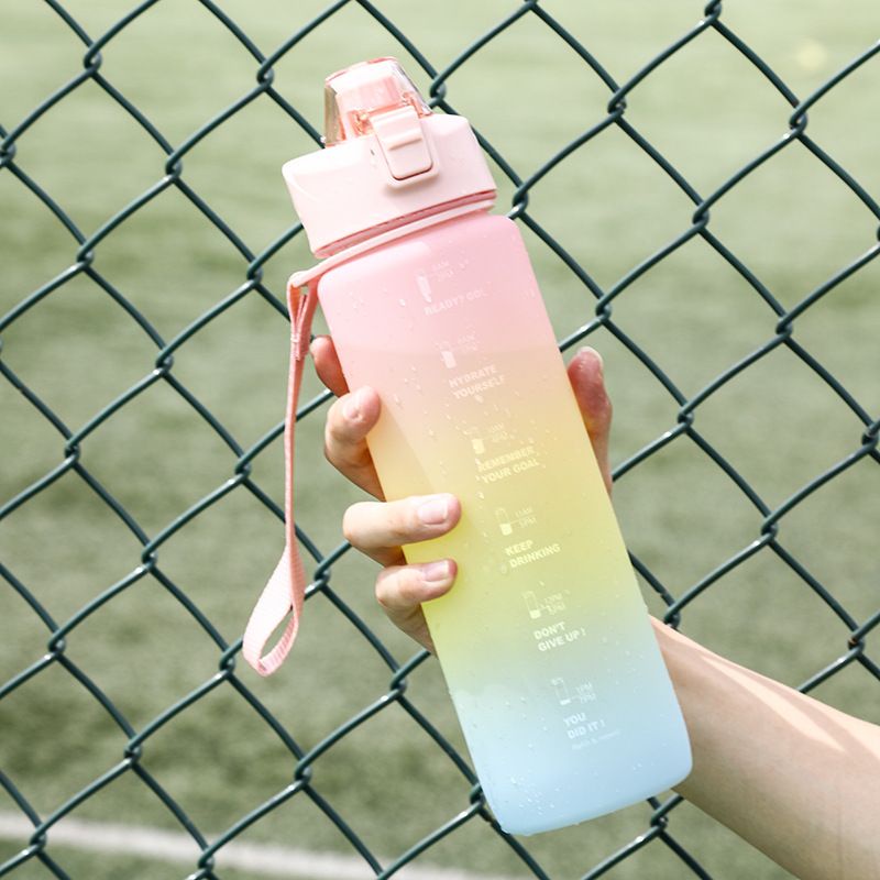 Botol Minum Tritan Botol Minum Gradasi Tempat Minum Motivasi 1liter Botol Minum Trendy BPA FREE