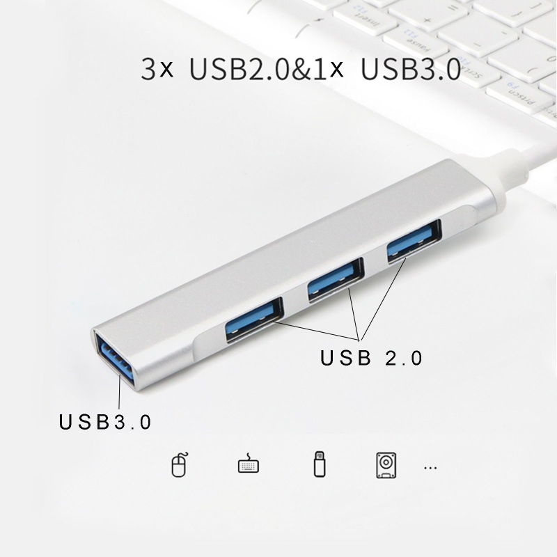 Cre Komputer Laptop Tablet 4port USB C HUB Tipe C Ke 3x USB 2.0+adaptor USB 3.0