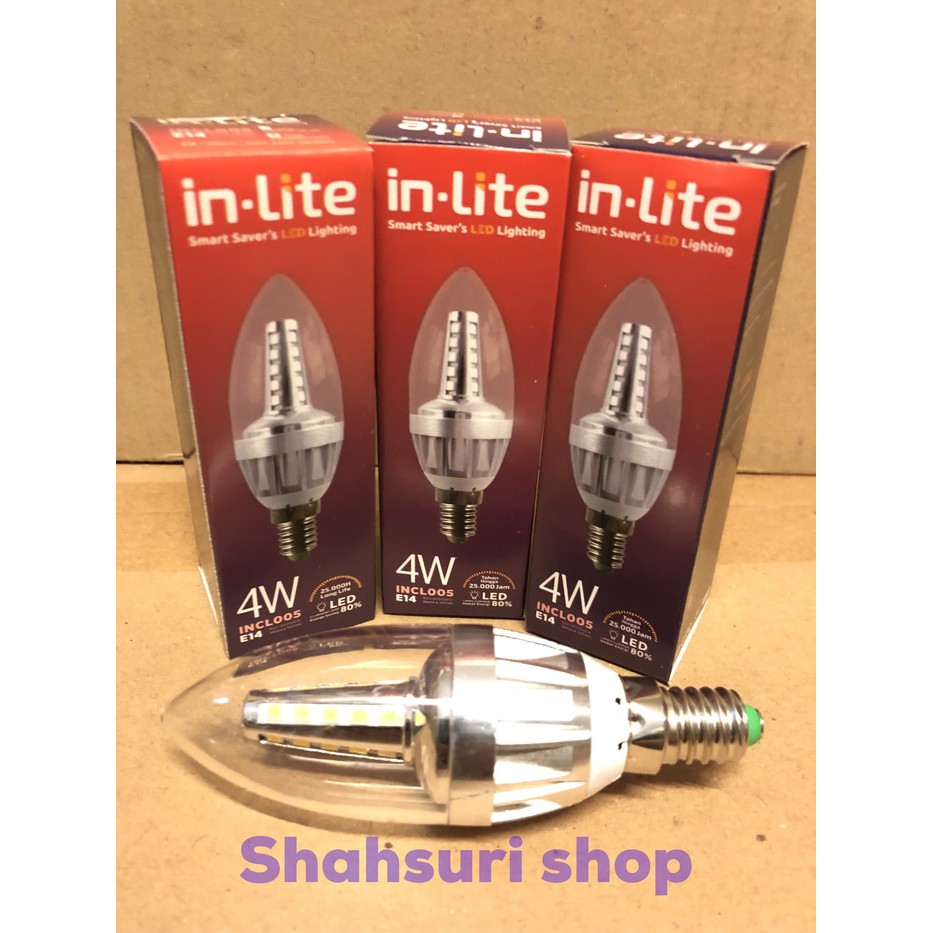 Lampu jantung hias lilin candle inlite in-lite led 4w e14 e 14 KUNING