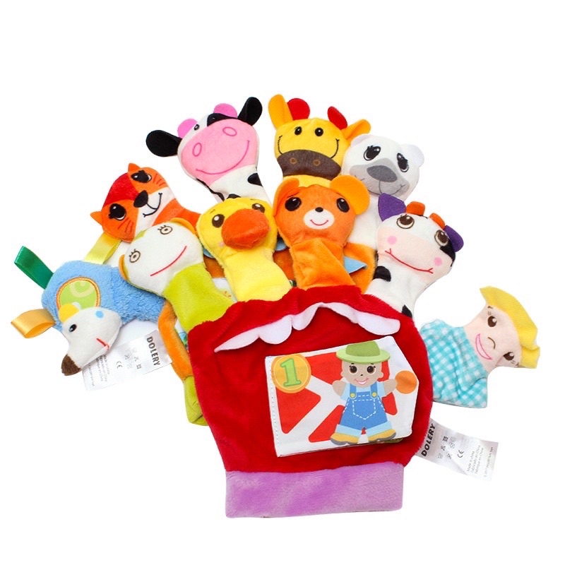 Mainan Sarung Boneka Jari Tangan Binatang Finger Puppet Soft Book Edukasi Bayi Lucu 5JARI