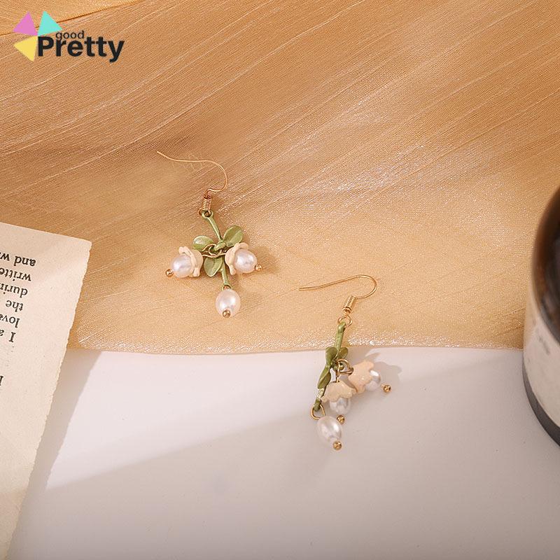 Anting Stud Desain Anggrek Aksen Mutiara Untuk Anak Perempuan - PD