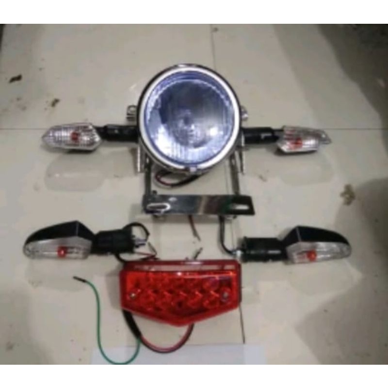 Paket Kumplit Headlamp Lampu Depan Bulat Kaca Biru Batok Crum Rx-King Rx-K Rx-S