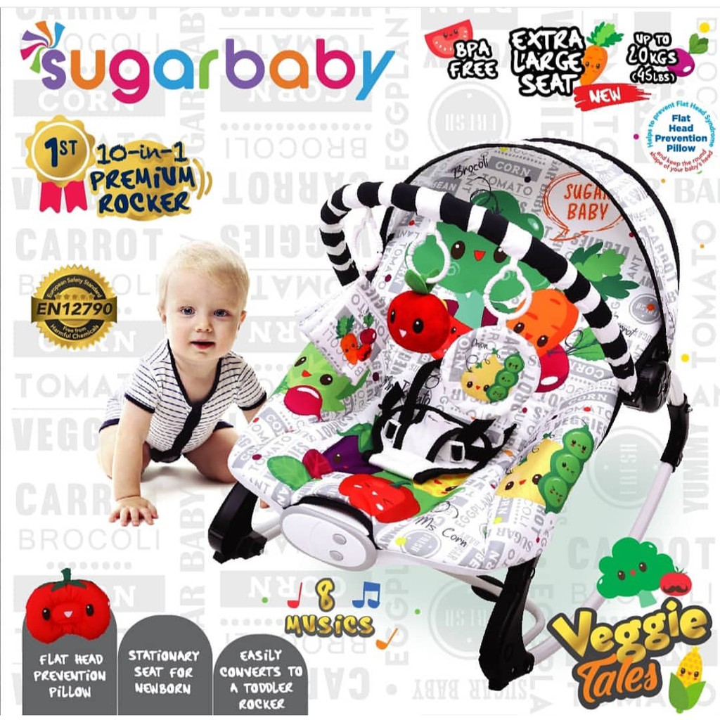 Sugar Baby Bouncer Bayi Sugar Baby 10 In 1 Premium Rocker - New Extra Large Seat