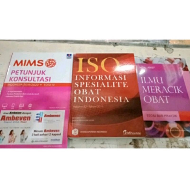 Jual Paket 3 Buku FarmasiMims Edisi 19,ISO Edisi 52,Ilmu Meracik Obat