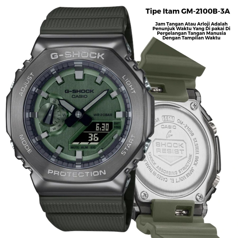 Hot Sale Jam Tangan Casio G-Shock Tipe Itam ANALOG-DIGITAL GM-2100B-3 Quartz Jam Pria Mewah Garansi 