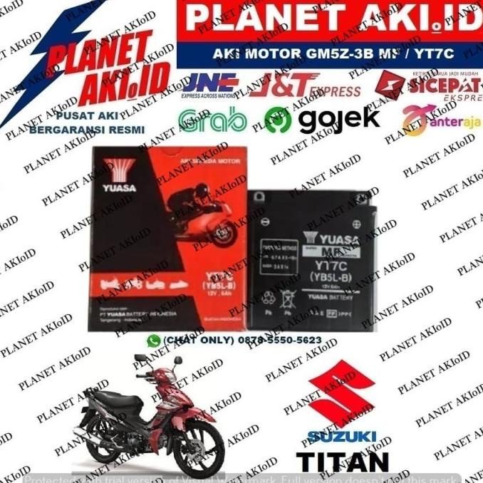 Aki Motor Suzuki Titan YT7C YUASA Accu Kering MF planeta76 Juara