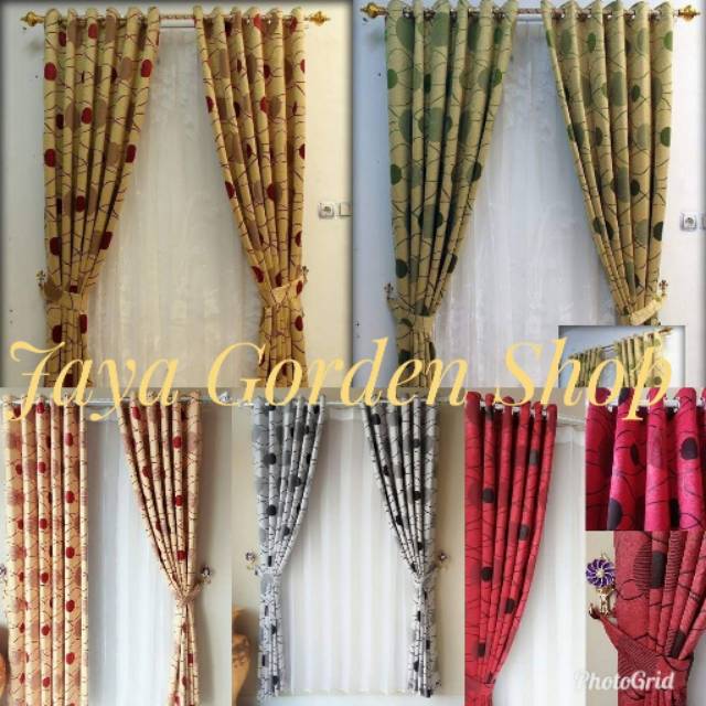 Korden Kordeng Smokring Jendela Pintu Kamar Panjang Minimallis Lebar 1Meter Motip Polkadot Blackout