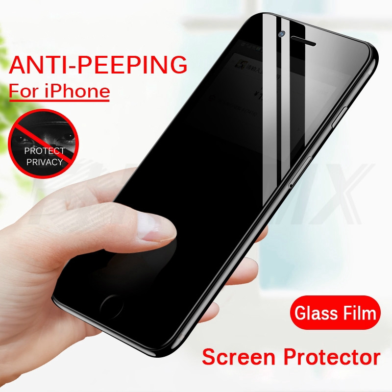 Film Pelindung Layar Tempered Glass Anti Spy untuk iPhone 6 / 7 / 8 / 6S Plus