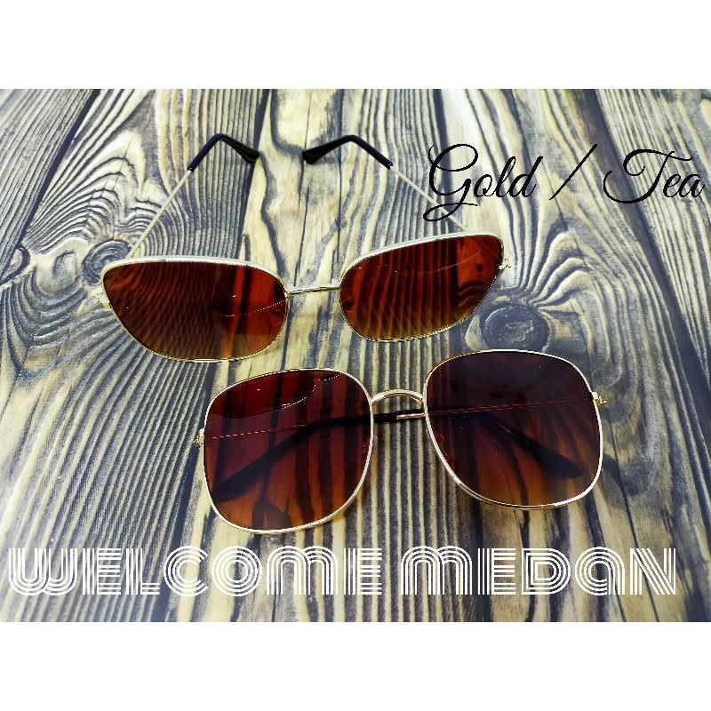 MEDAN Kacamata Pria/Wanita-Fashion-Retro Vintage Segiempat Metal-Sunglasses-Korea-2