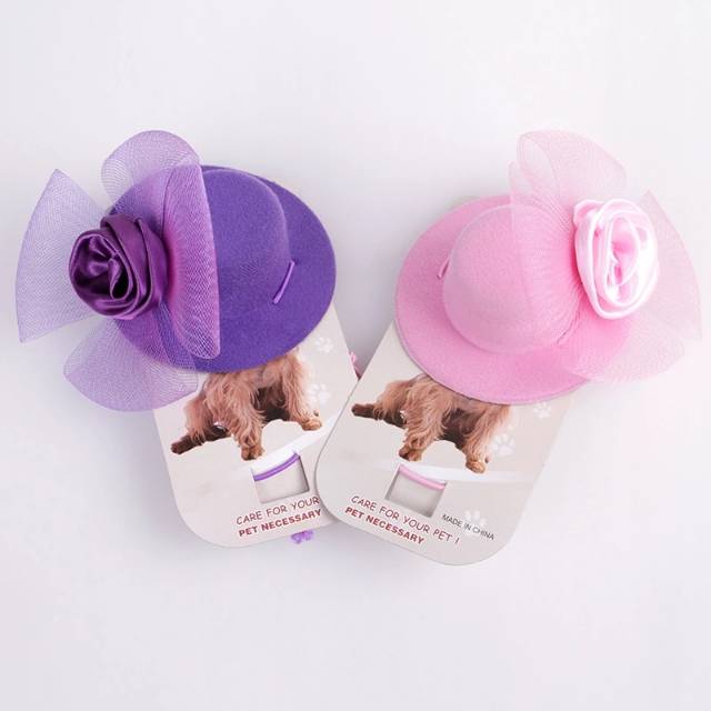 Topi bulat pita bunga cantik anjing kucing dog elegant simple murah fashionable hat