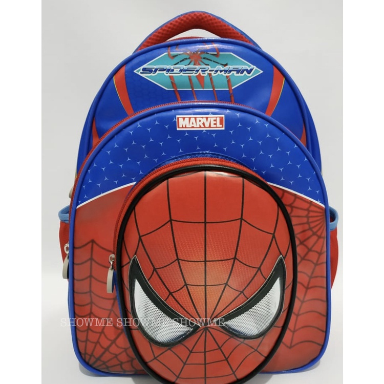 Tas Ransel Anak Sekolah PAUD- TK  Karakter 3D SPIDERMAN , 3 Ruang