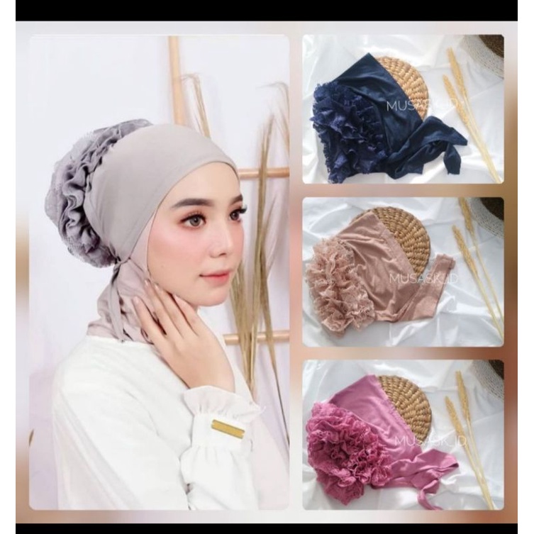 Inner hijab turkey kaos renda  / ciput hijab turkey kaos