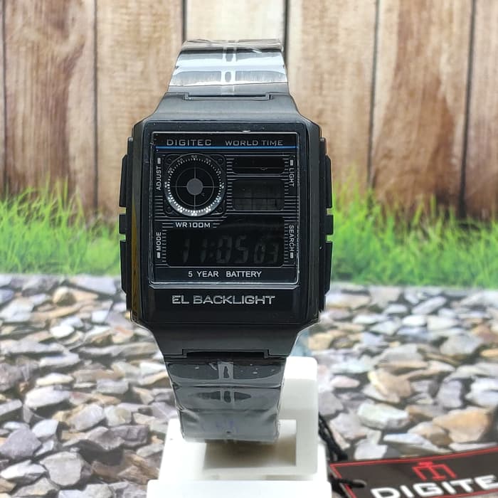 jam Tangan digitec digital Pria  fashion aksesoris Strap Rantai Hitam DG-3078T Original