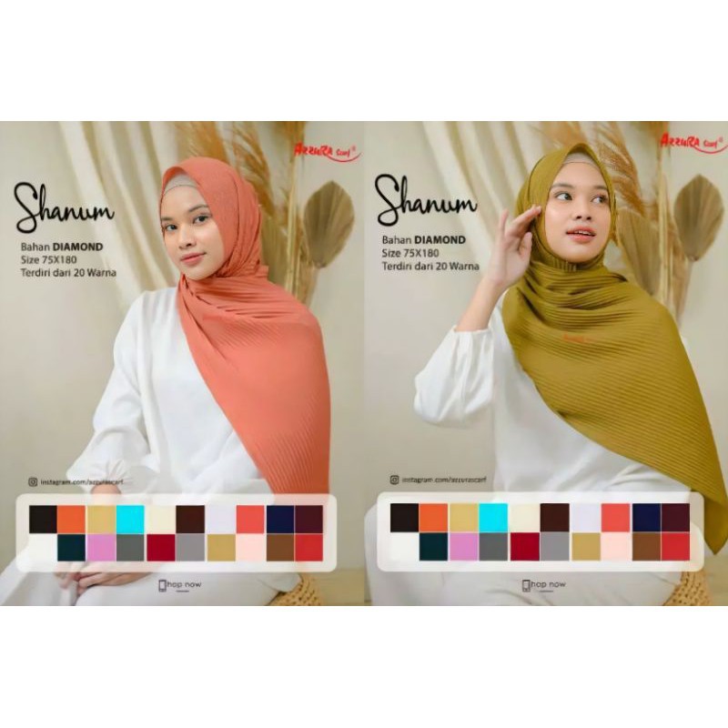 HIJAB PASHMINA SHANUM AZZURA SCARF PASMINA PLISKET SHAWL DIAMOND YASSMINNSHOP