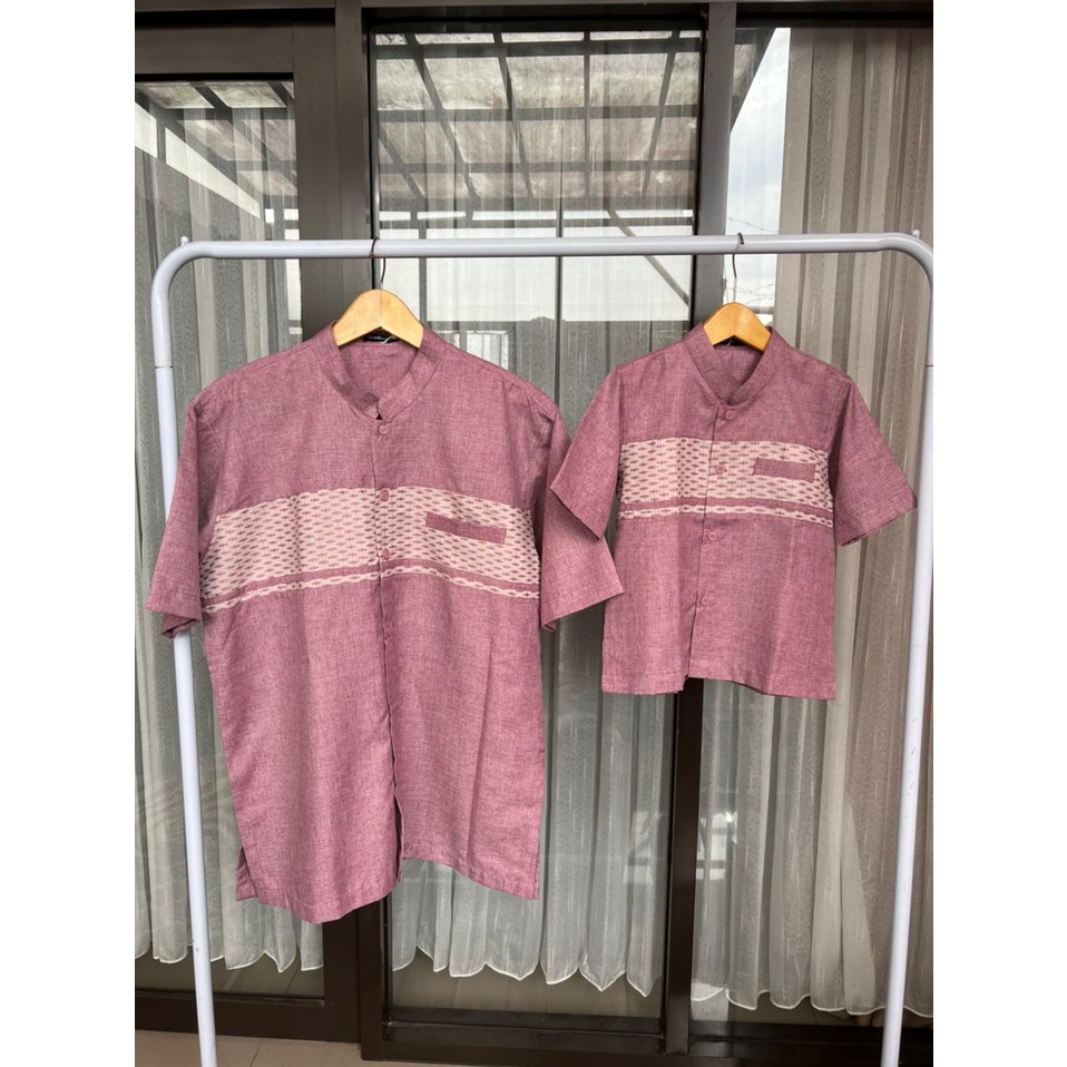 Koko Cople couple ayah anak dusty pink songket