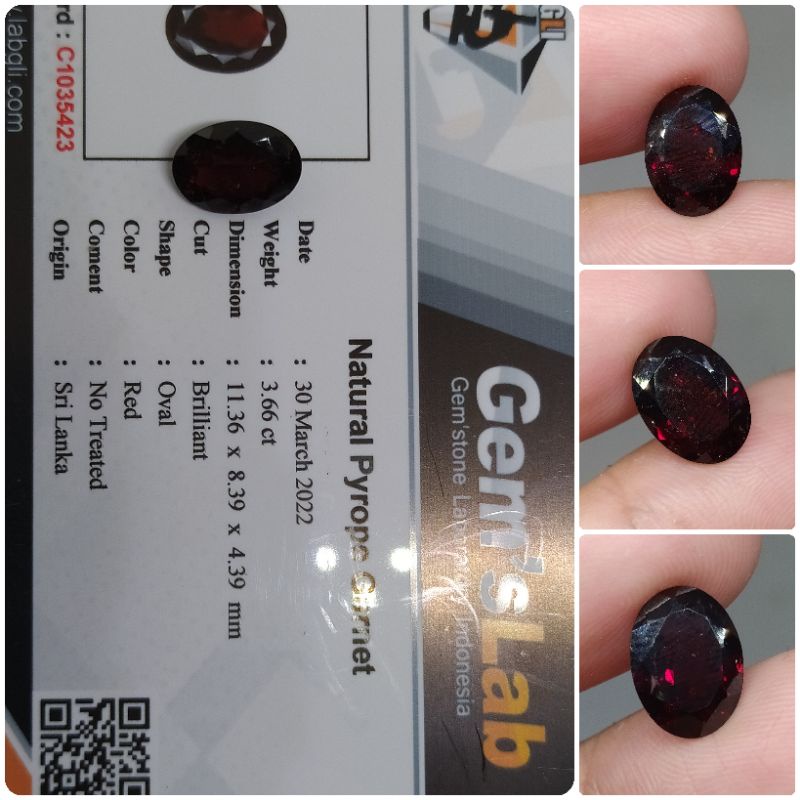 Natural Pyrope Garnet 3,66ct luster bagus memo