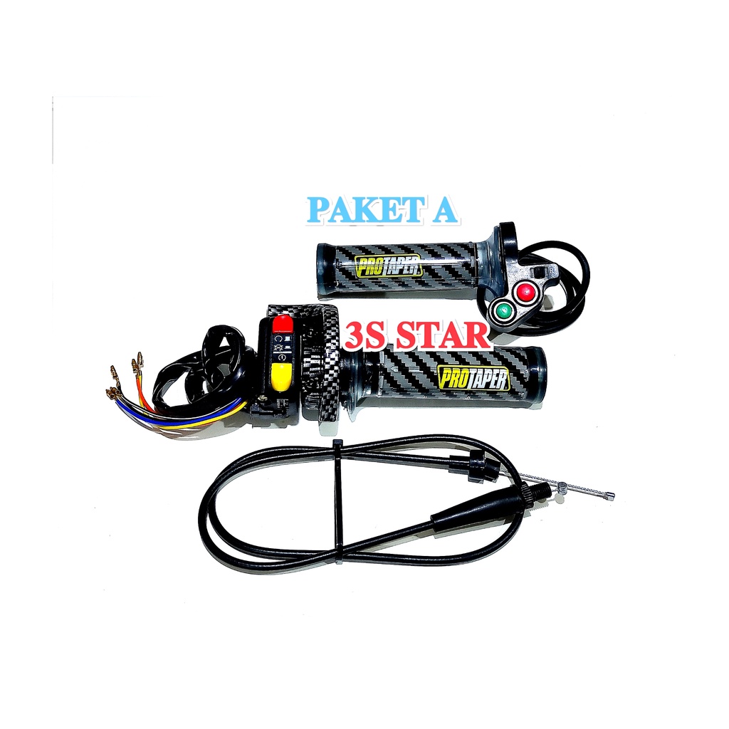 GAS SPONTAN DAYTONA PROTAPER KARBON + HANDGRIP KARBON PROTAPER + SAKLAR 2PCS KIRI DAN KANAN UNIVERSA