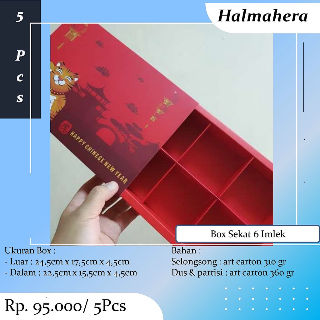 

Box Egg Tart Imlek Dus Kotak Nastar Sekat 9 Kue Pie Tart Sincia CNY Isi 5 Pcs Termasuk Kartu Ucapan SE1