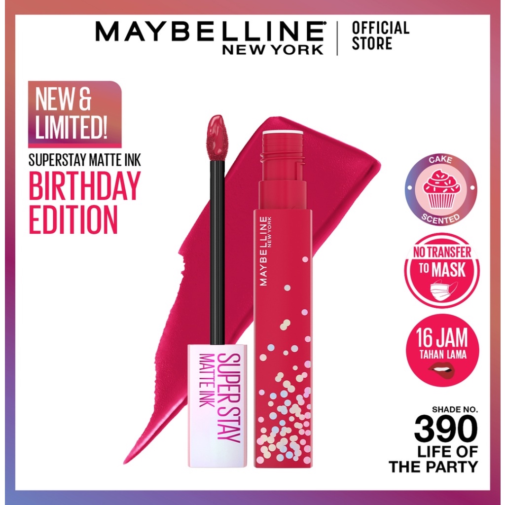 ORI 100% Maybelline Superstay Matte Ink Liquid Matte Lipstick Make Up Tahan Lama Hingga 24 Jam lipstik lipstick maybelin maybeline lipten maybeline my beline supertstay lipstik maybelline ori tahan lama lip matte maybelline original 220 Ambitios 385-390 Life Of The Part