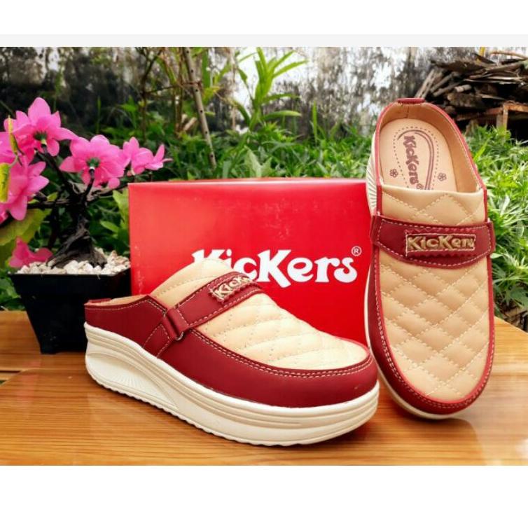 Tren Kekinian.. SANDAL WANITA SLOP WEDGES KICKERS DUA WARNA / WEDGES SENDAL / WEDGES SANDAL / SANDAL