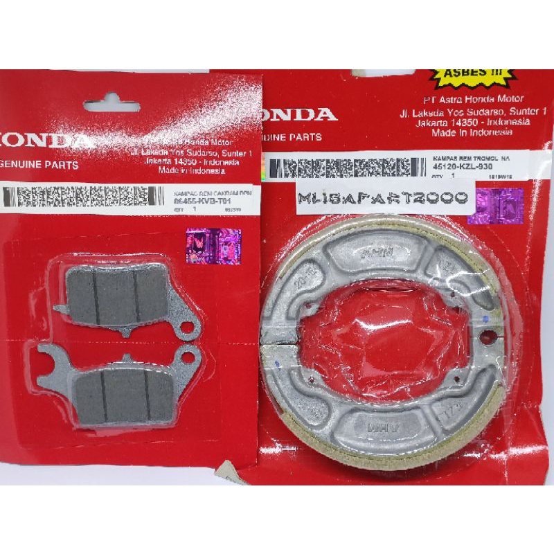 kampas rem KZL+KVB kampas rem depan belakang Honda Vario Beat Scoopy Spacy.ORi