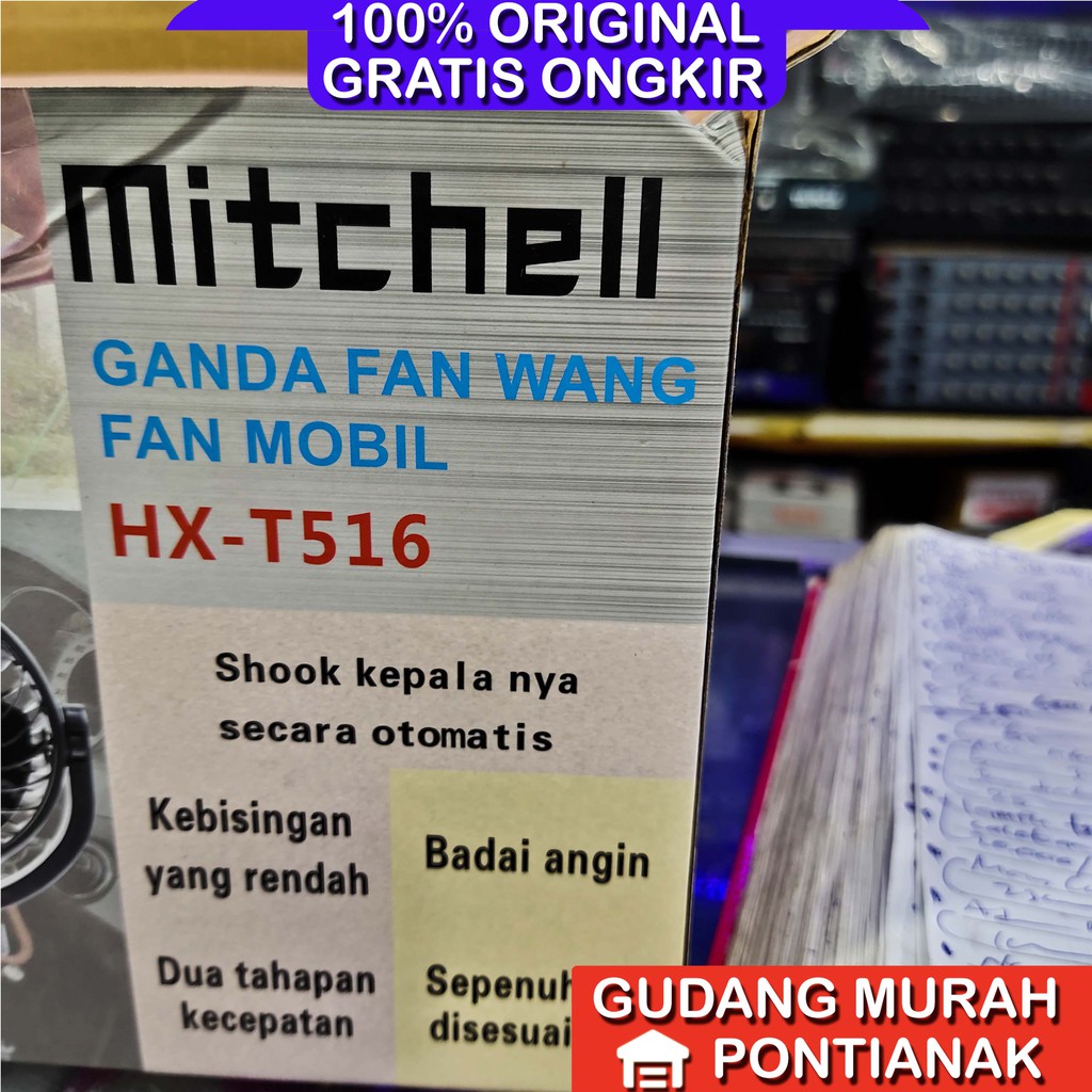 Kipas Angin Mobil SWING BISA GELENG UKURAN JUMBO 5 in HX-T515 /516 pendingin DC 12 / 24Volt Mitchell