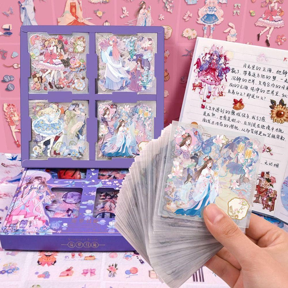 Quinton Stationery Stiker Kawaii 100lembar Perekat Diri Tangan Akun Album Planner Hanfu Anak Perempuan Sekolah Perlengkapan Kantor Jurnal Bahan Decals