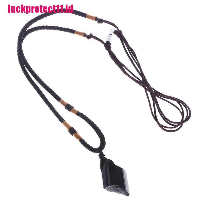 【LUCK】Natural Black Tourmaline Stone Necklace Crystal Black Tourmaline Pendant