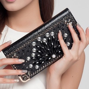DF600 dompet korea best quality leather diamond (hitam)