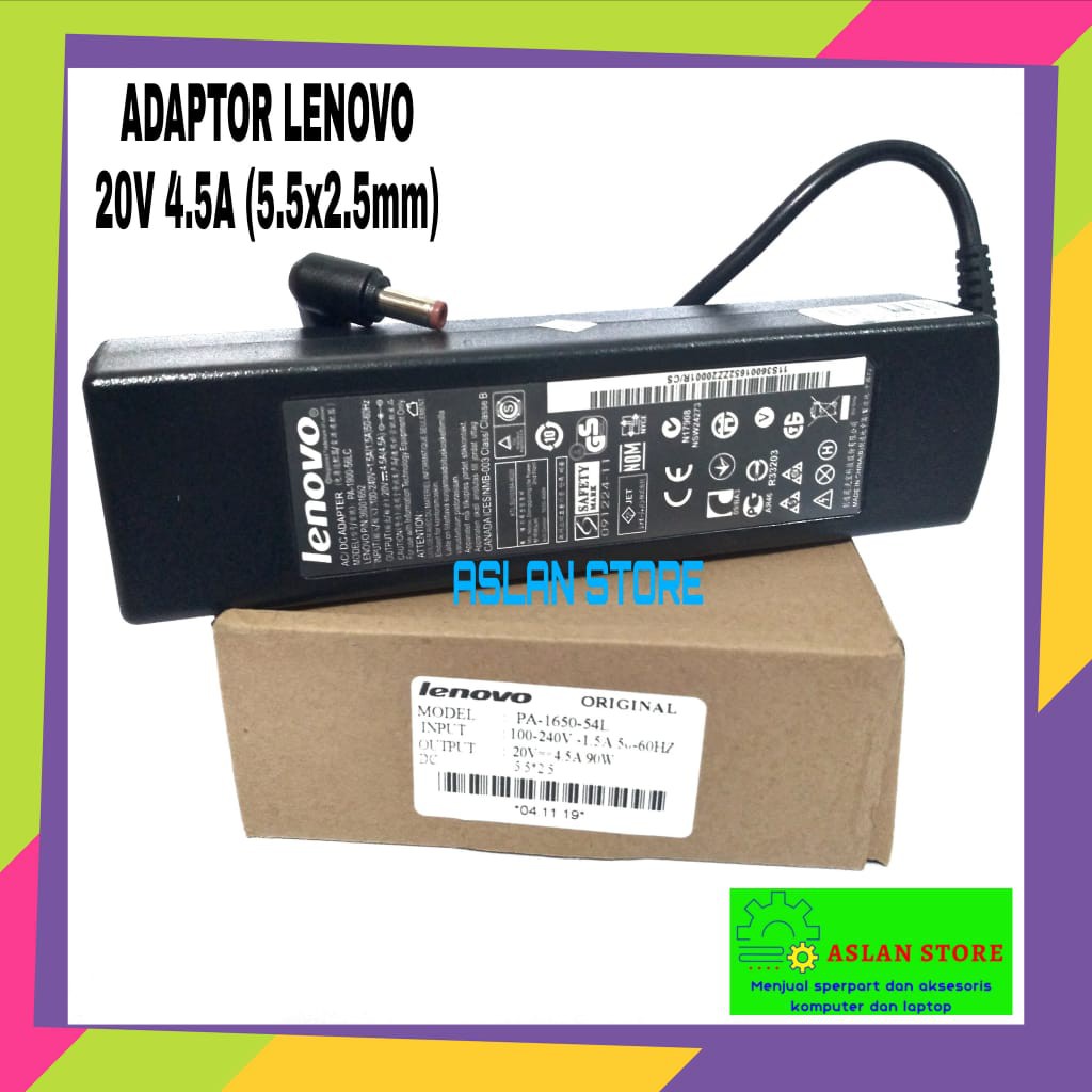 Adaptor Charger Laptop Lenovo Long 20V-4.5A 5.5 x 2.5 Original