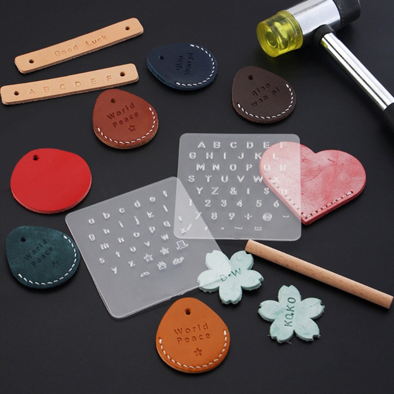 SIY  3Pcs DIY English Letter Leather StampTemplate Letter Number Leathercarft Stamping Tools Alphabet Stamps Handle Punch Kit