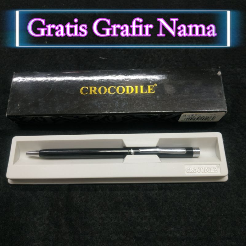 

original pulpen crocodile slim stainless exclusive gratis Grafir nama