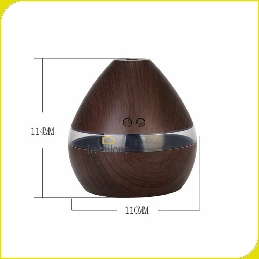 Humidifier Diffuser Aromaterapi Motif Kayu 300ml LED RGB Color - Taffware Humi H218 Wooden Dark Brown / Pelembab Udara Aromatherapy Essential Oil Burner Wood Design 100% Ori