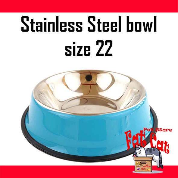 tempat makan kucing anjing Pet Bowl Stainless steel 22cm