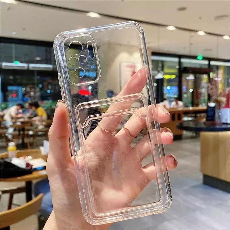 Softcase Transparan Slot Card Holder VIVO Y35 Y22 Y22S V20 V20SE SE T1 5G Y21 Y21S Y21T Y21A Y31 Y33S Y33T Y73 Y75 V23 V23E V21 V21E 4G 5G Casing Wallet Clearcase Slot TPU Clear Phone Cover