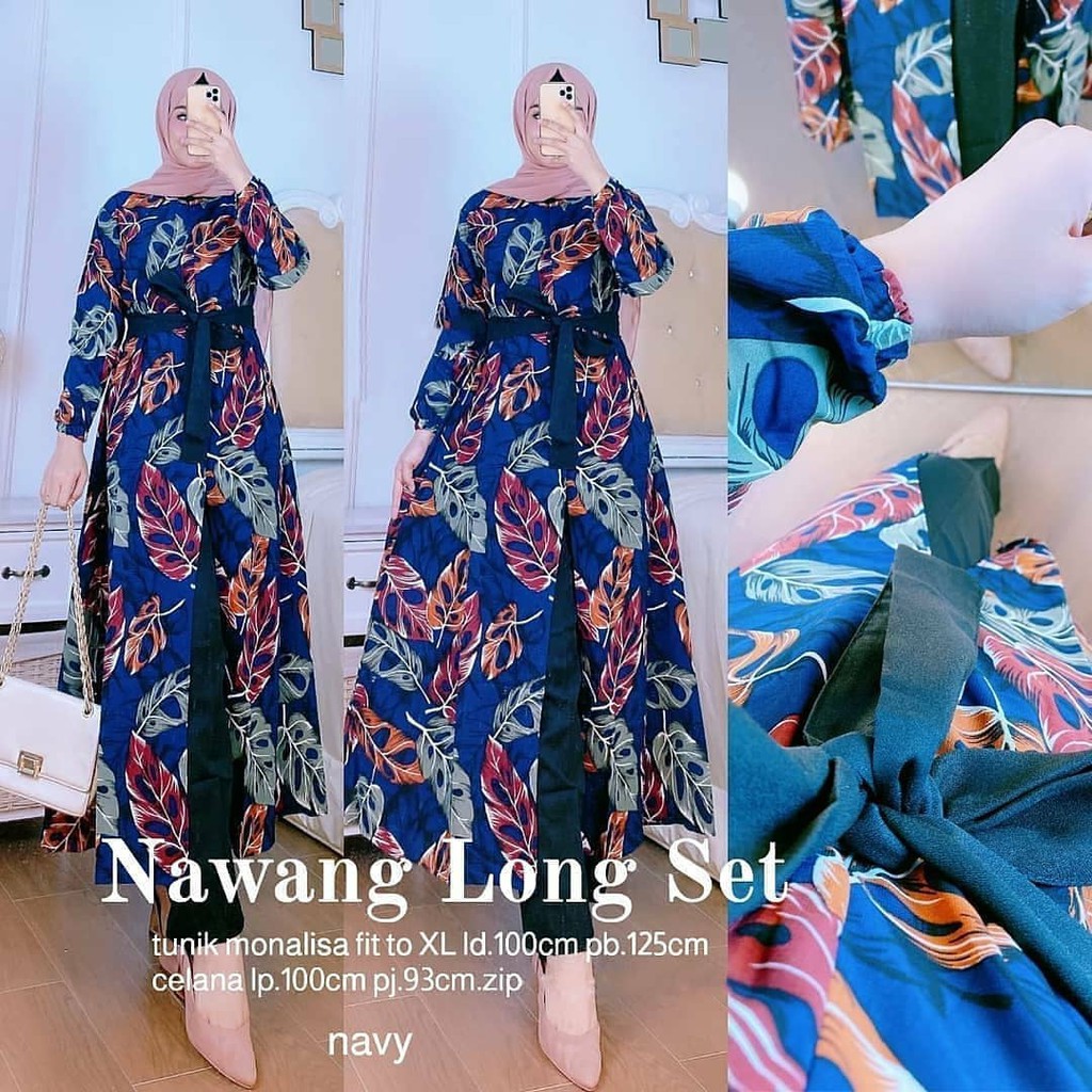 Nawang Long Set - Setelan Monalisa Motif Daun