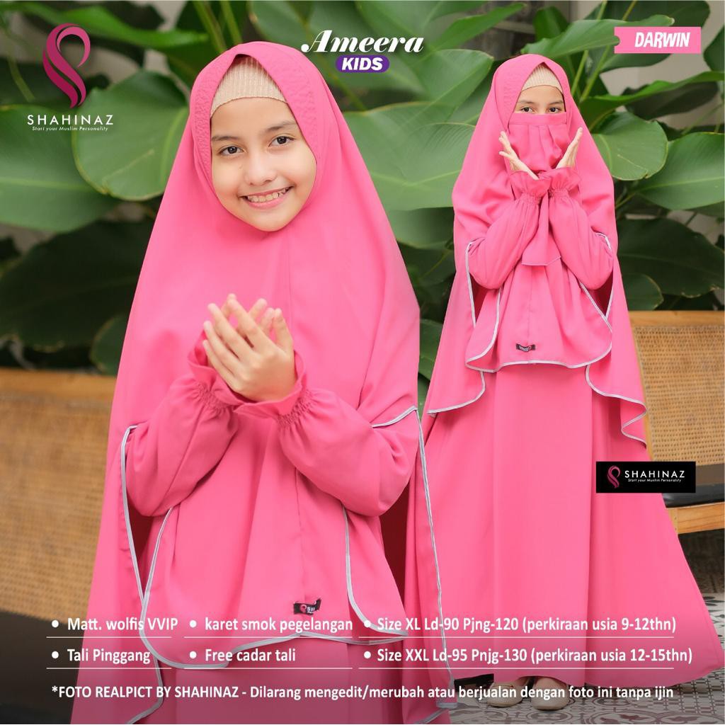 Gamis Anak Muslimah Polos Set cadar AMEERA SYARI KIDS / Original Shahinaz Hijab