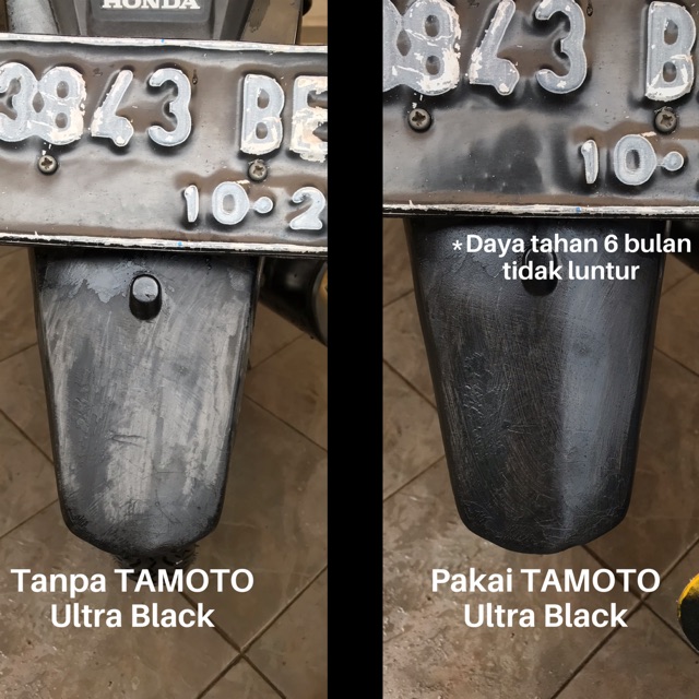 Tamoto Ultra Black - Pengkilap / Penghitam body kasar motor permanen / pengkilat bodi plastik mobil murah . Back To Black permanent