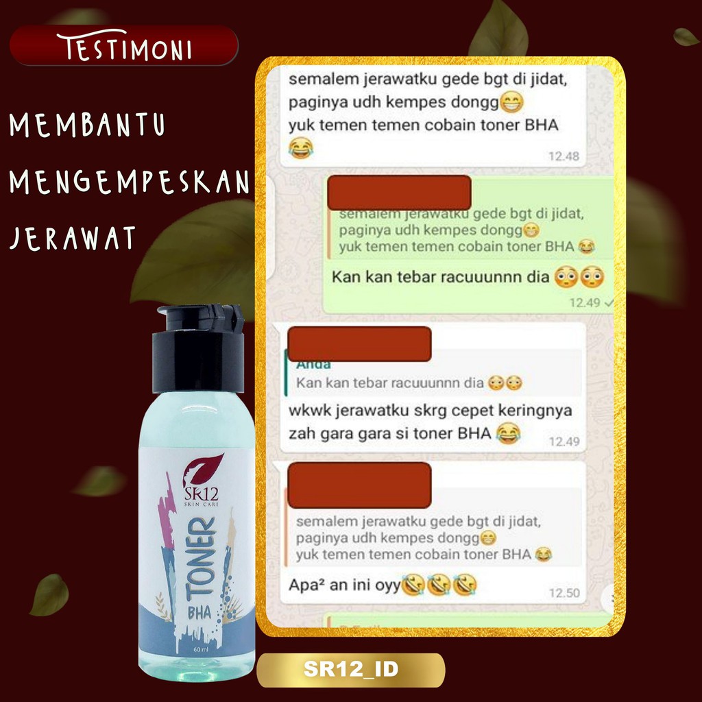 TONER BHA SR12 60ML BPOM / TONER EXFOLIASI / EKSFOLIASI / ANGKAT SEL KULIT MATI DAN ATASI FLEK HITAM