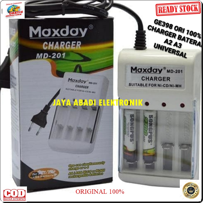 G398 ORIGINAL MAXDAY ADAPTOR 4 SLOT CHARGER BATERAI A2 A3 DESKTOP TRAVEL DUA MULTI DC AC LISTRIK HEMAT INDIKATOR STABILIZER VOLTAGE BISA LANGSUNG 4 BATERAI SEKALIGUS LEBIH HEMAT PRODUK TIDAK CEPAT PANAS  HARGA TERJANGKAU