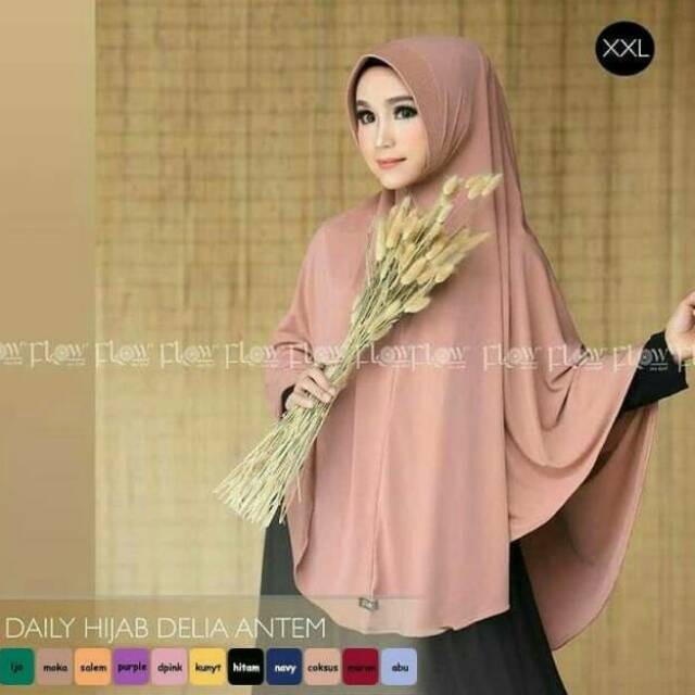 Hijab khimar terbaru jumbo daily hijab Delia Antem ped jersey | Shopee
