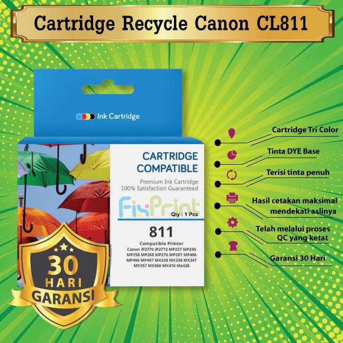 Catridge Canon CL-811 CL811 CL 811 Compatible Cartridge Printer IP2770 MP237 MP245 MP258 MP276 MP287