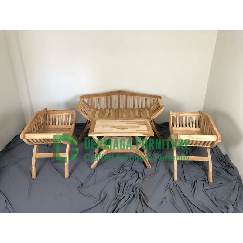SET TAMU YUYU 1 SOFA 1 KURSI 1 MEJA YUYU KAYU JATI TERMURAH RUANG TAMU KLASIK MINIMALIS MEJA KURSI C