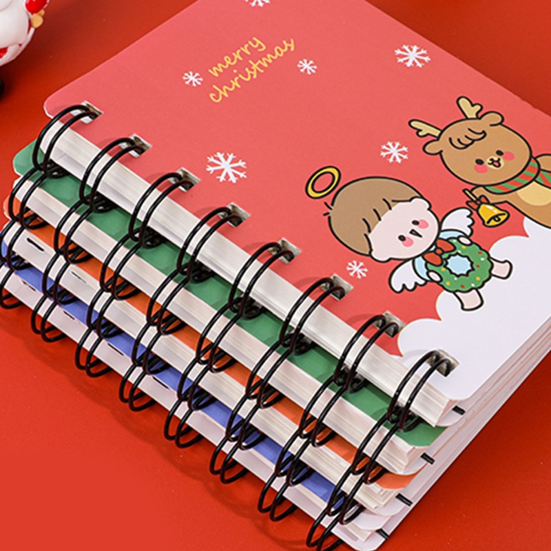 80 Lembar A7 Buku Notebook / Catatan Saku Mini Portable Motif Kartun Natal