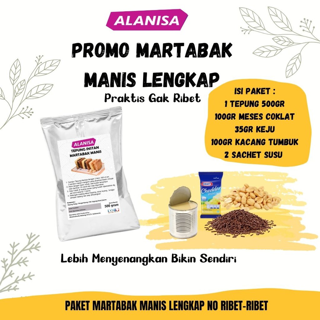 

PROMO, PAKET LENGKAP MARTABAK MANIS, TEPUNG MARTABAK, TEPUNG PREMIX MARTABAK