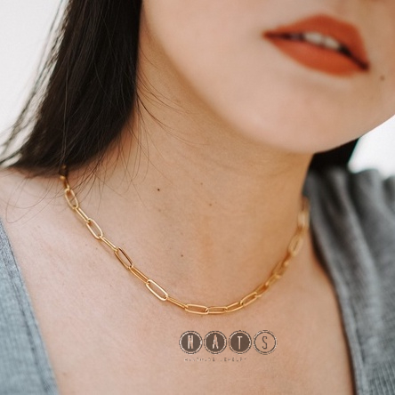 Nats Living: Kalung Paper Clip Titanium Wanita Anti Karat, LINKA