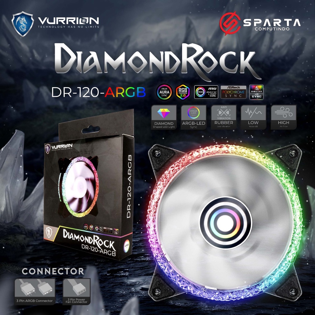 Fan Case Vurrion DiamondRock DR 120 ARGB New Garansi Resmi