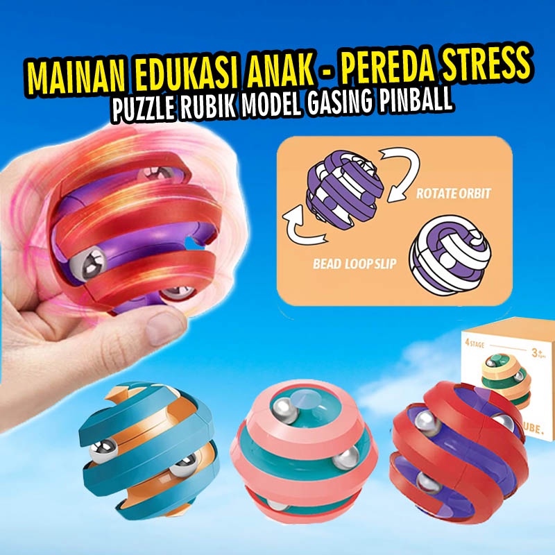 Mainan puzzle edukasi anak model rubik gasing pinball yang seru unik untuk pereda stress dan gabut