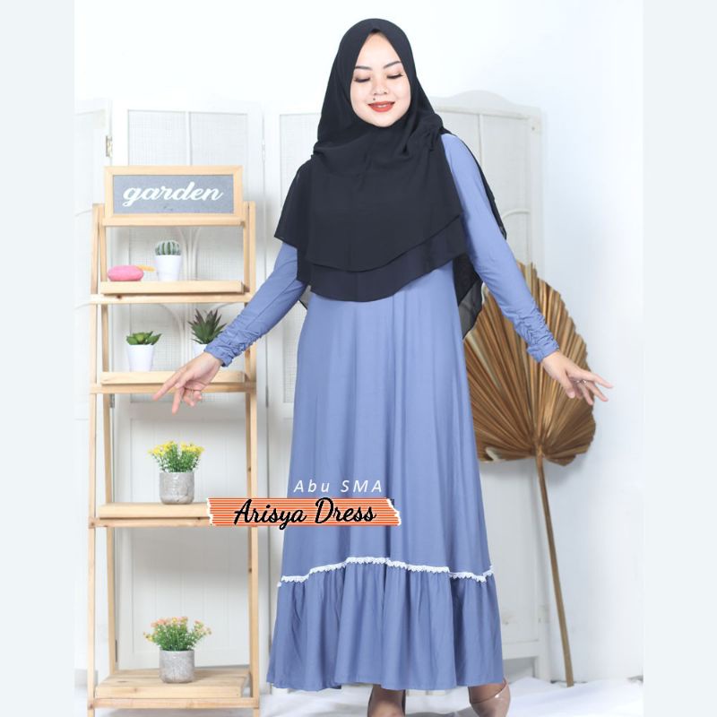 Baju Gamis Jersey Dress Rimpel Rempel Plisket Lipit Renda Busui Polos Ada Saku Untuk Kondangan Pesta